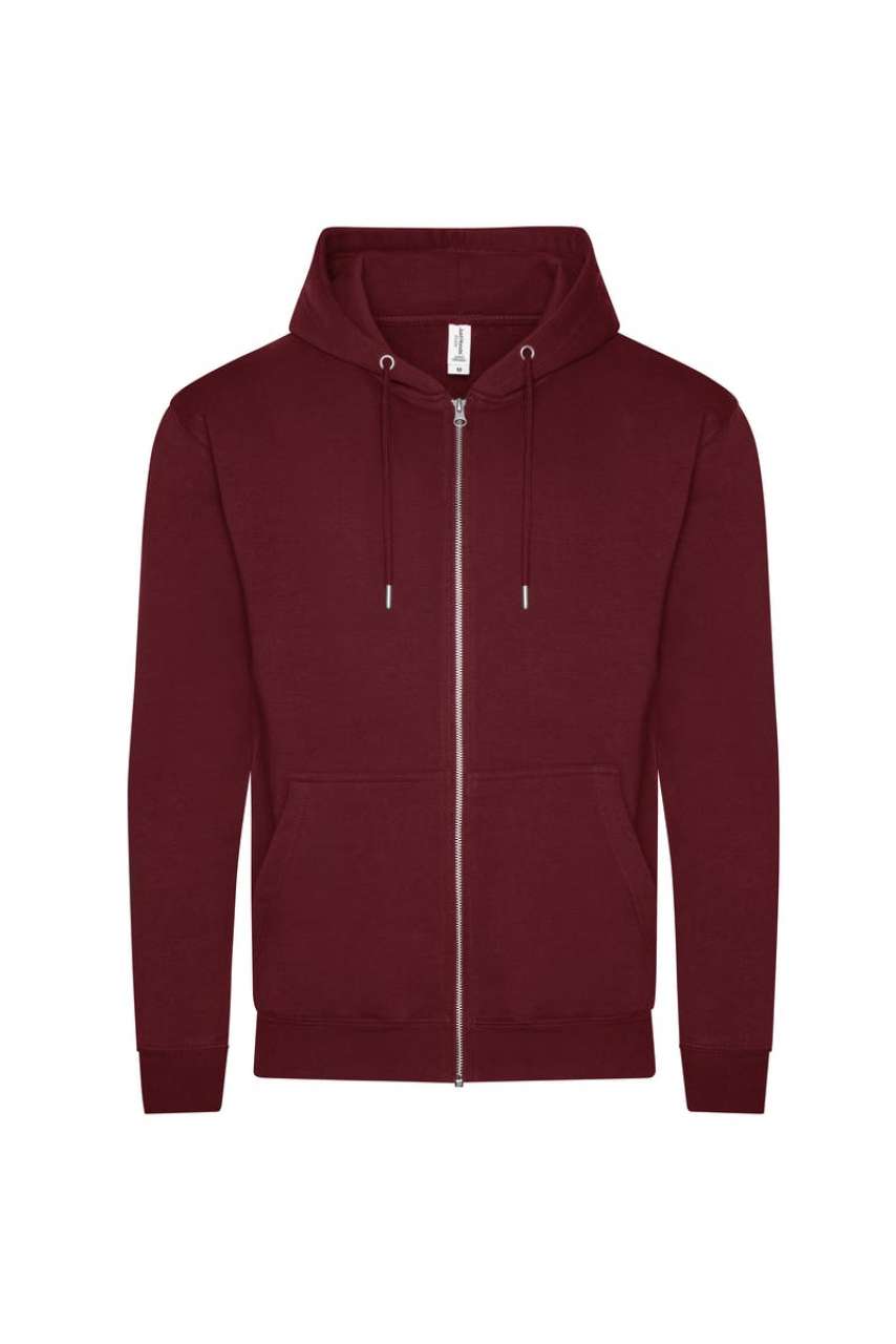 Unisex organická mikina na zip Just Hoods - burgundská fialová / L