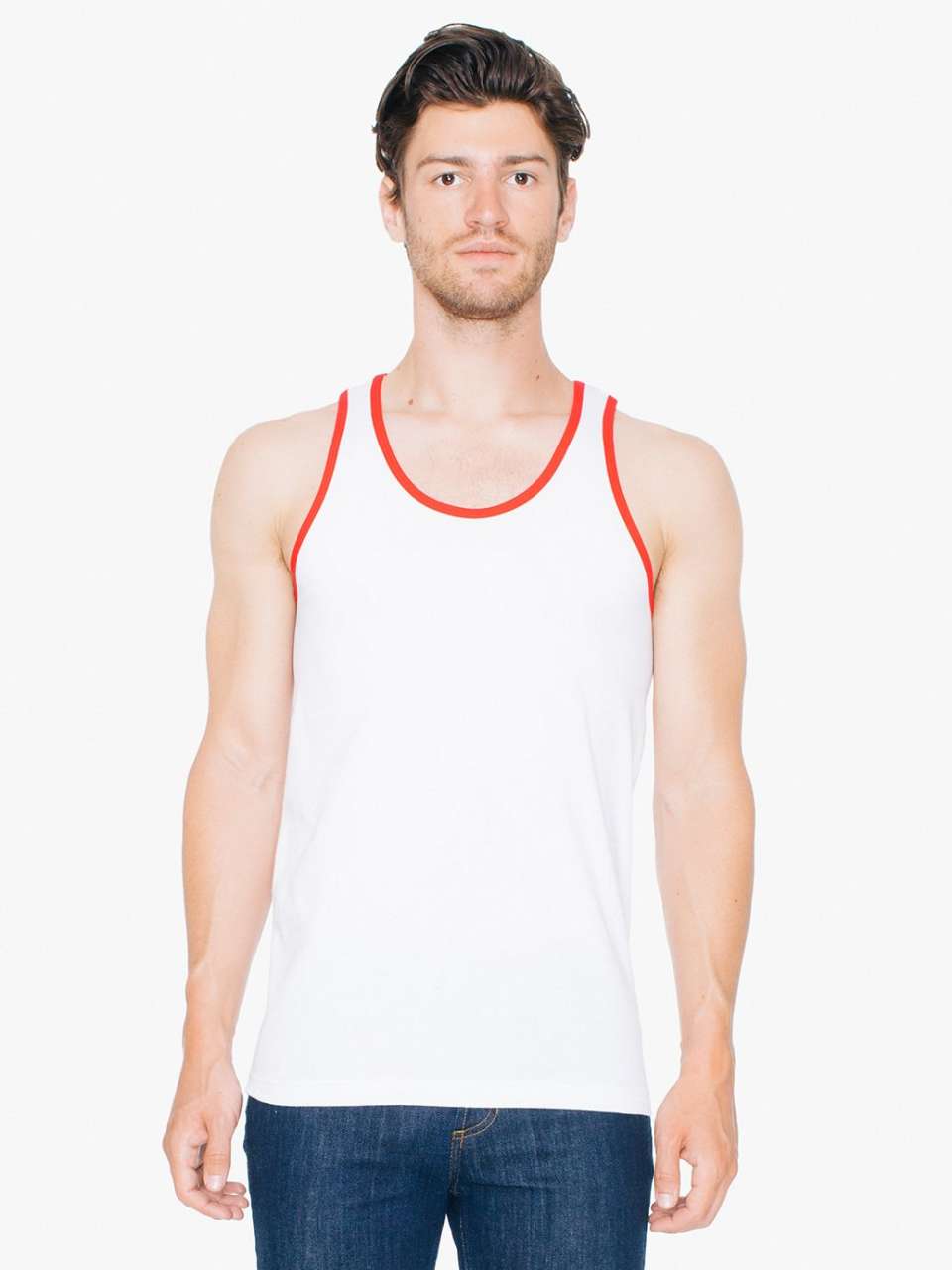 Unisex bavlněné tílko American Apparel - bílá / červená / L