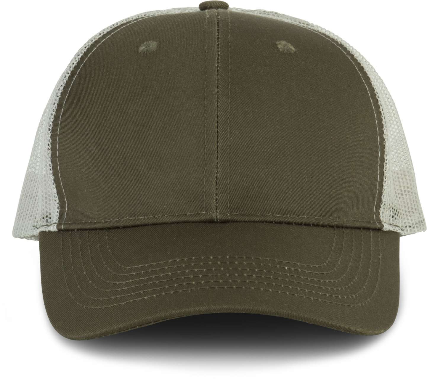 6 panelová kšiltovka trucker stylu Close - khaki / světle šedá / U