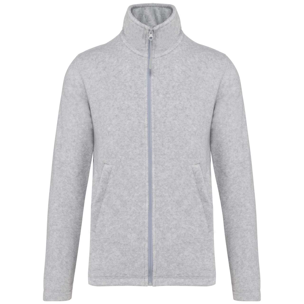 Unisex microfleecová mikina na zip Kariban - popelová žíhaná šedá / 5XL