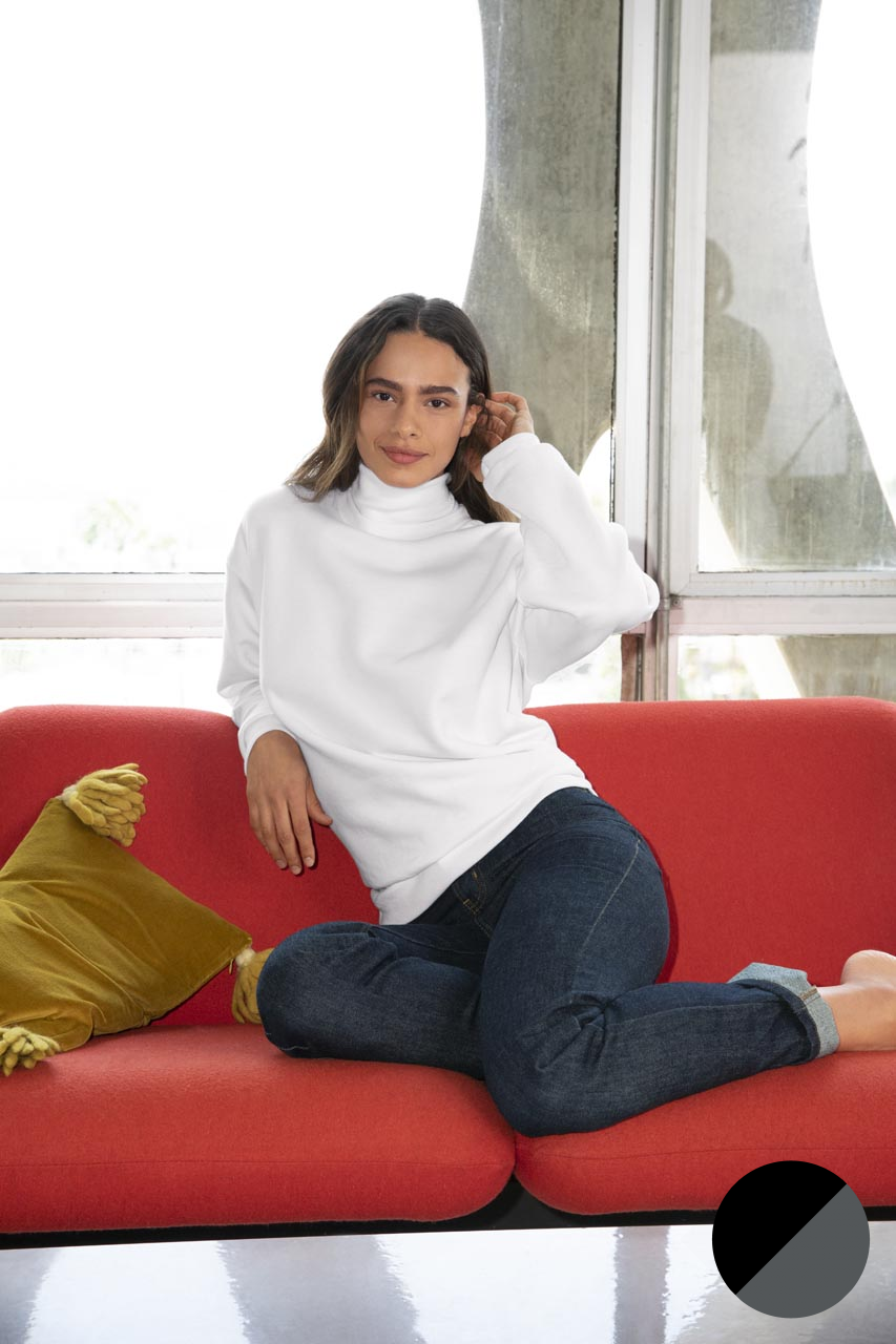 Unisex mikina s rolákem American Apparel - tmavě žíhaná šedá / černá / 2XL